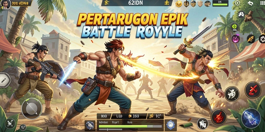 Screenshot gameplay Battle Royale 62IDN yang menegangkan.