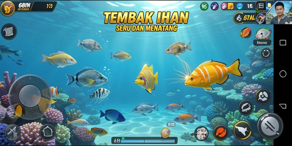 Tampilan gameplay seru dalam permainan Tembak Ikan 68IDN.