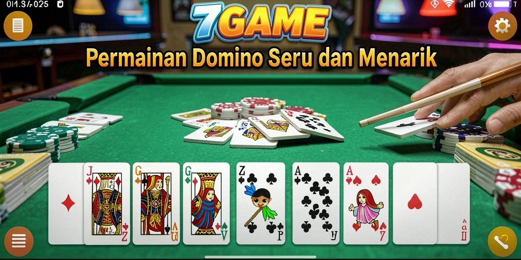 Tampilan gameplay menarik dalam 7GAME untuk permainan Domino.