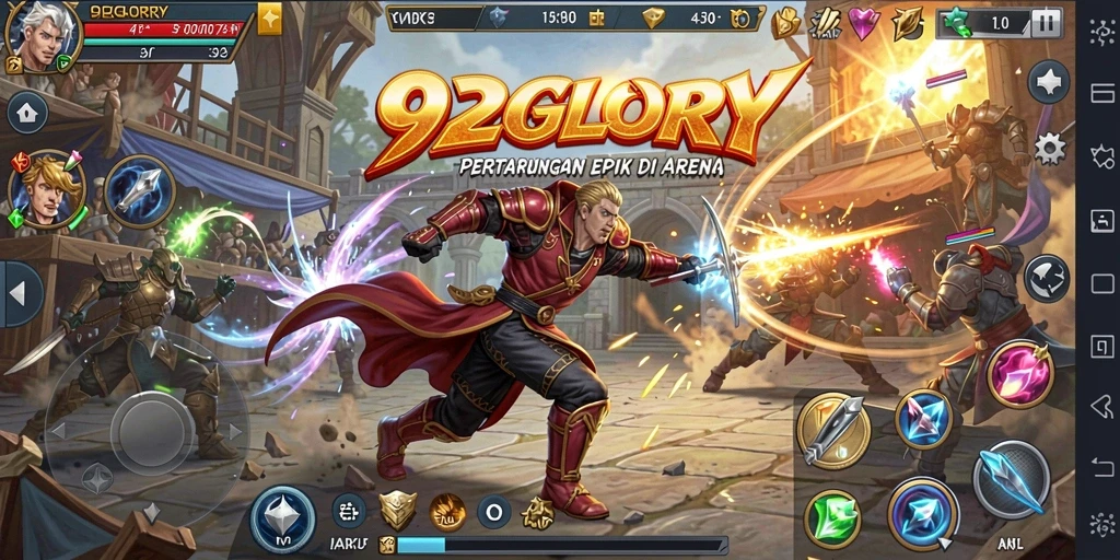Tangkapan layar gameplay 92GLORY yang menampilkan pertarungan intens.