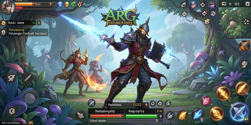 Tampilan gameplay mendebarkan di dunia RPG yang fantastis.