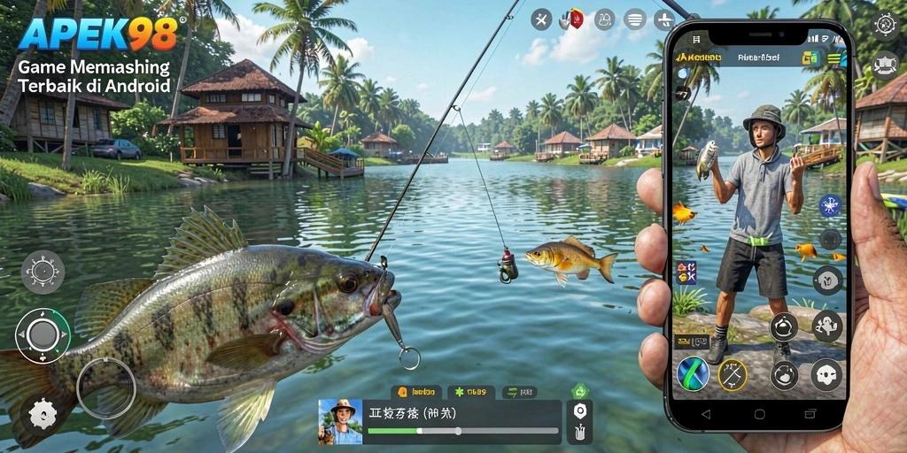 Tampilan gameplay APEK88 menampilkan suasana memancing yang mendebarkan.