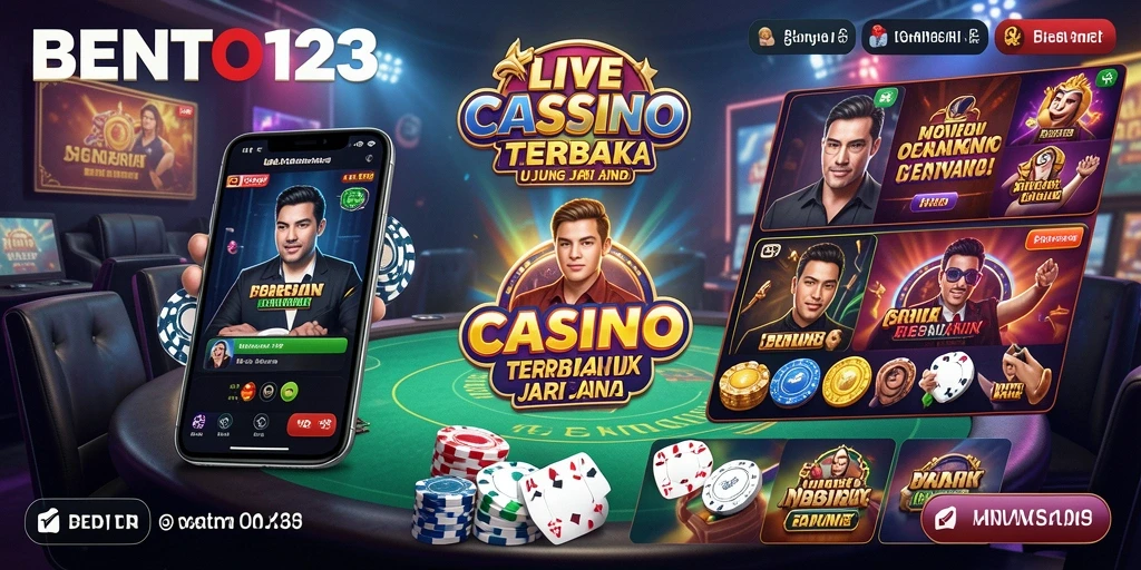 Screenshot BENTO123 menunjukkan dealer profesional dan permainan langsung yang seru.
