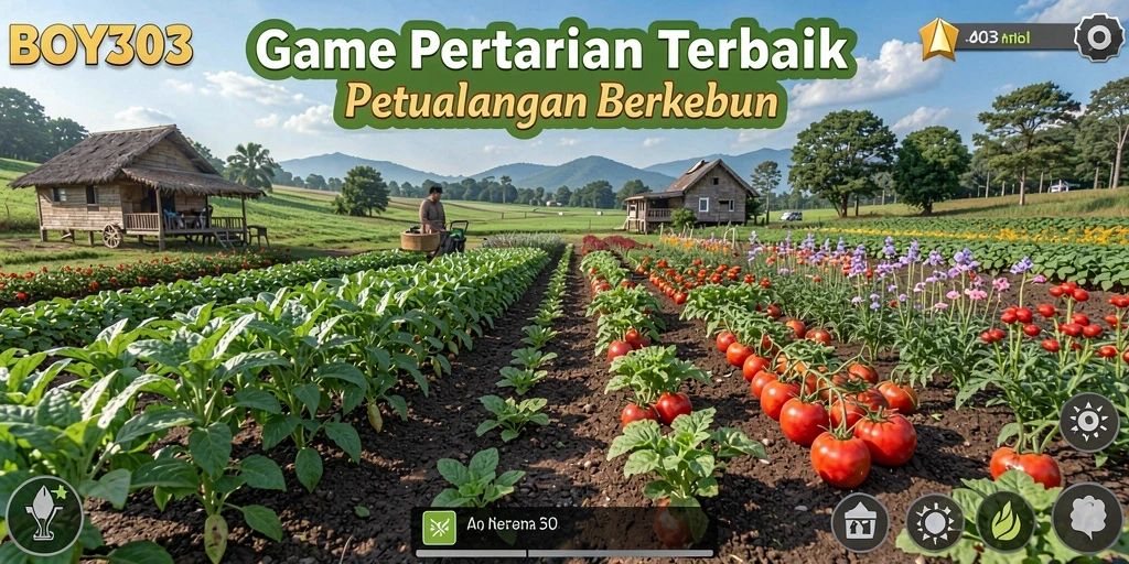Tampilan gameplay menarik dari BOY303 dengan aktivitas berkebun yang seru.
