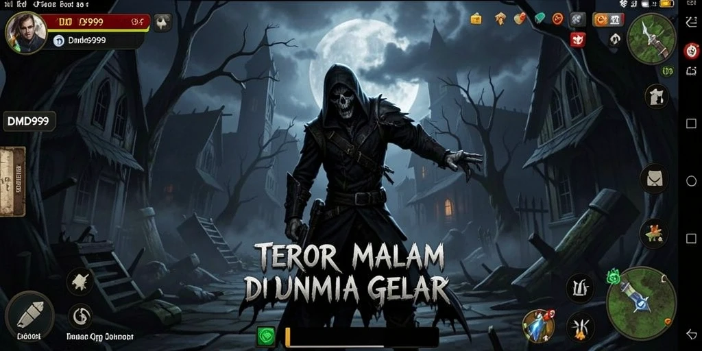 Screenshot menampilkan suasana mencekam DMD999 dengan efek visual yang mengintimidasi.