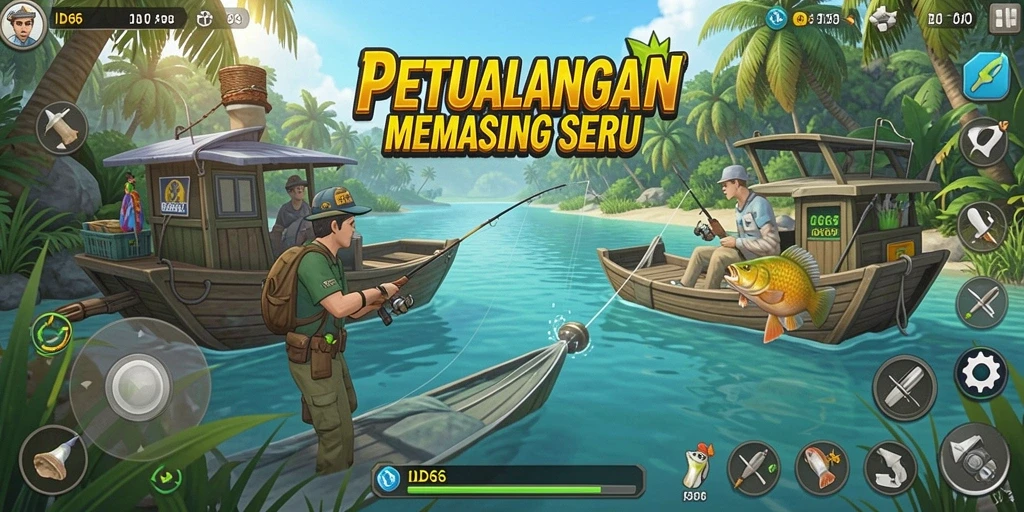 Tangkapan memancing seru dalam ID66 dengan grafis menawan.