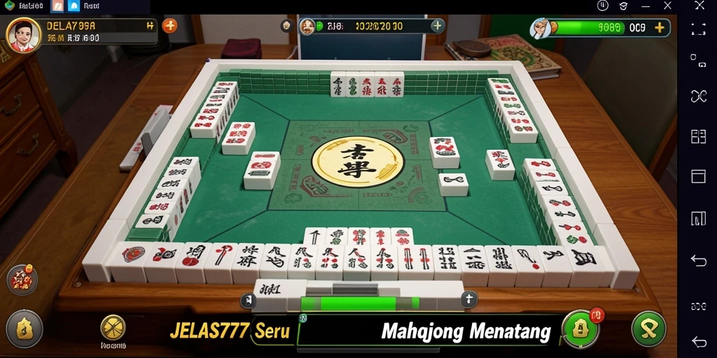 Screenshot utama game JELAS777 menampilkan aksi gameplay Mahjong yang menarik.