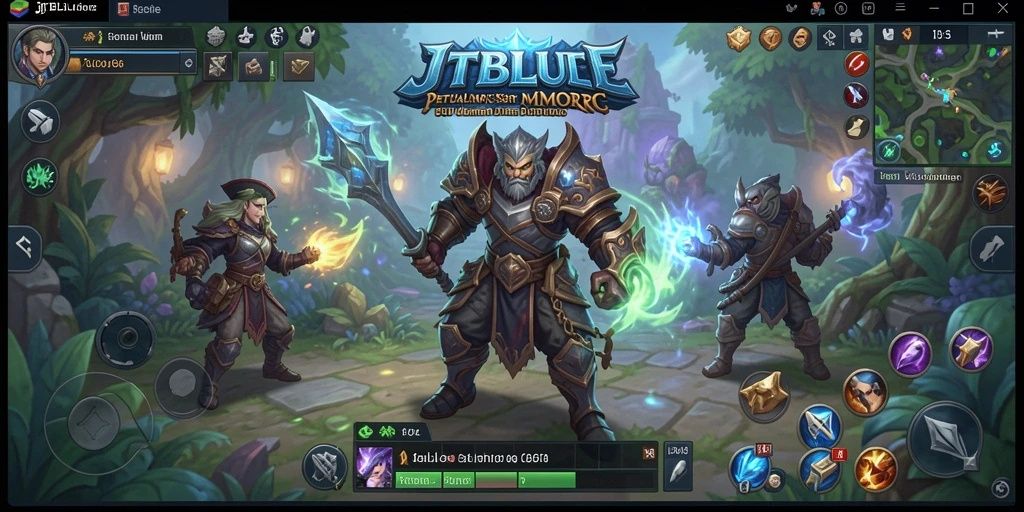 Screenshot utama JTBLUE menampilkan aksi seru dalam petualangan MMORPG.