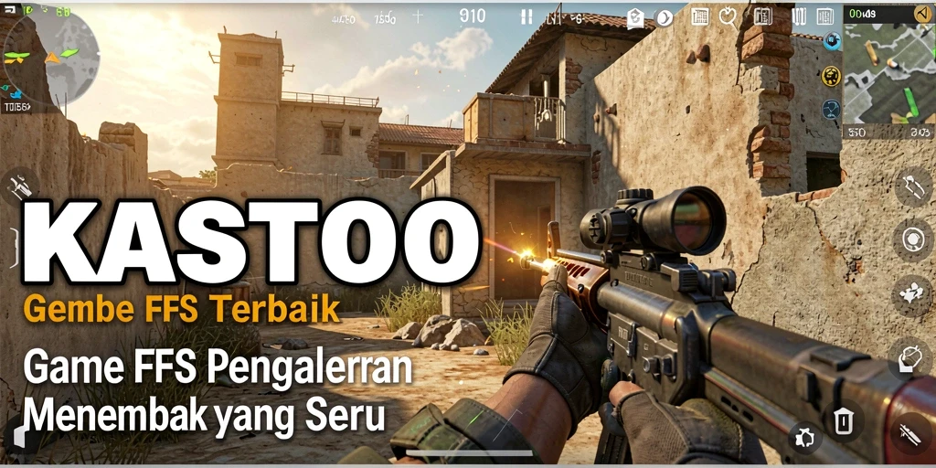 Screenshot gameplay KASTOTO menampilkan aksi seru dalam pertempuran FPS.