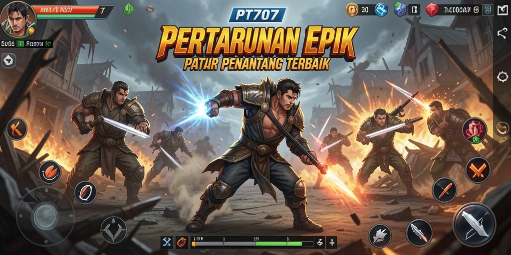 Tampilan menarik dari gameplay PT707 dengan aksi pertarungan yang seru.