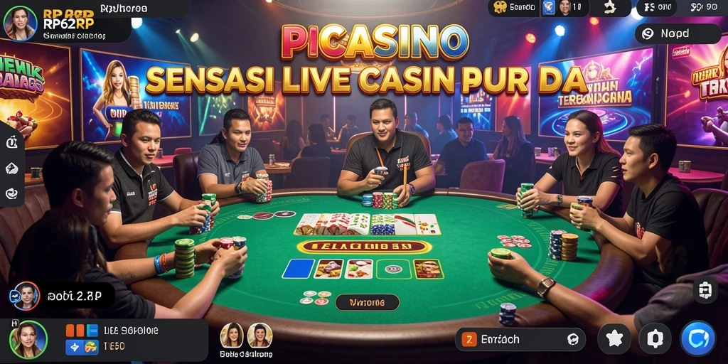Screenshot utama RP62RP menampilkan dealer cantik dan permainan meja yang dinamis.