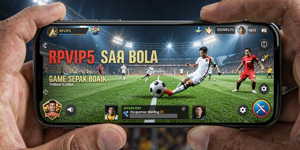 Tangkapan layar gameplay RPVIP5 menampilkan aksi sepak bola yang mendebarkan.