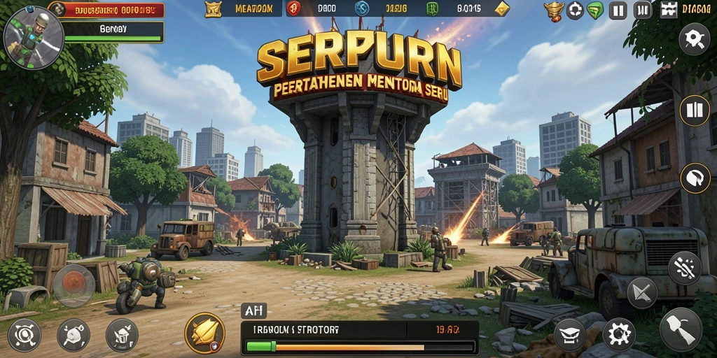 Tangkapan layar utama SERURP dengan gameplay Tower Defense yang seru dan strategis.