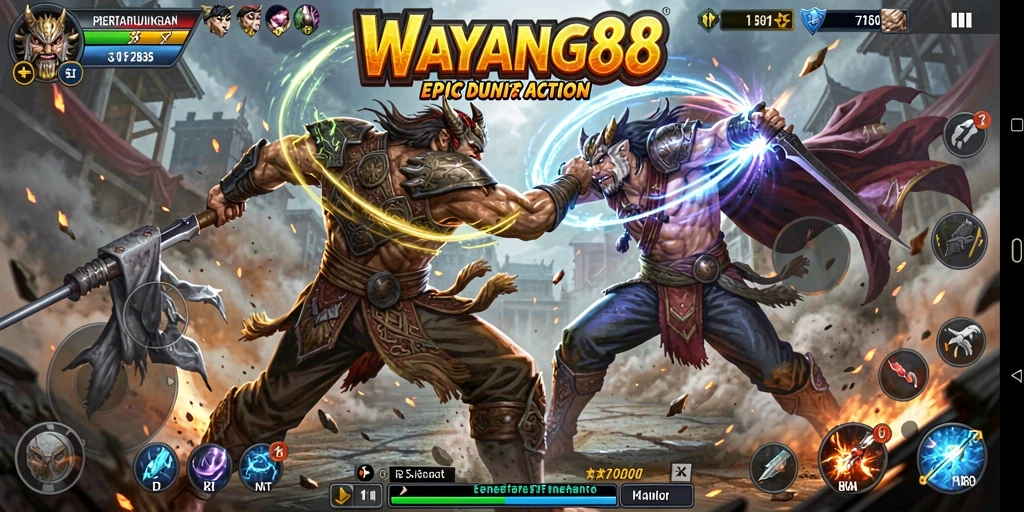 Tampilan aksi seru dalam game WAYANG88.